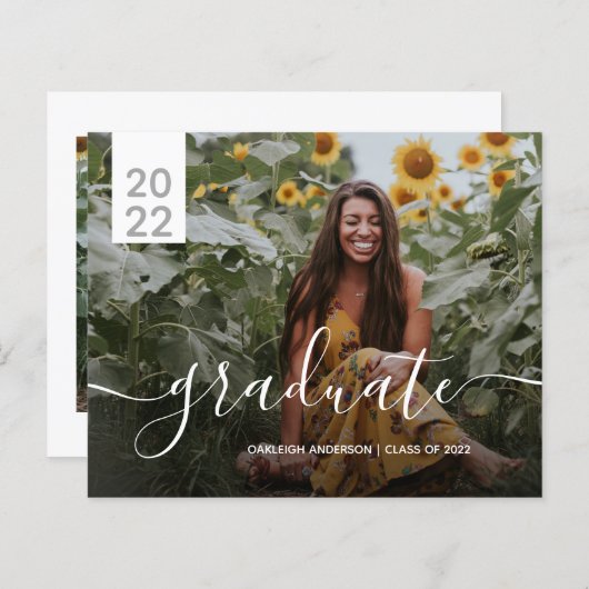 Budget Simple Moderne 2 Photo Afstuderen kondigt a (Voorkant / Achterkant)