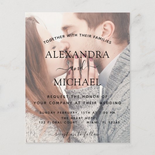 Budget Simple Moderne 2 Photo Wedding Invitation (Voorkant)