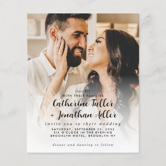 Budget Simple Moderne 2 Photo Wedding Invitation (Voorkant)