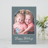 Budget Simple Moderne Arch Photo Holiday Card (Staand voorkant)