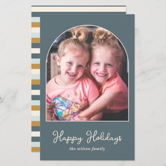 Budget Simple Moderne Arch Photo Holiday Card (Voorkant / Achterkant)