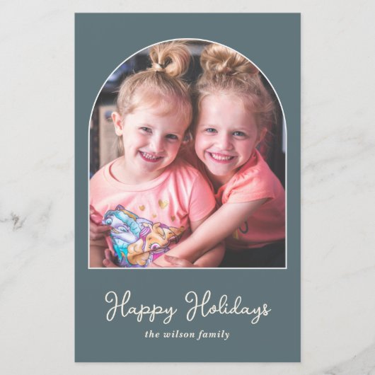 Budget Simple Moderne Arch Photo Holiday Card (Voorkant)