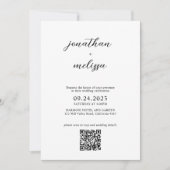 Budget Simple Moderne Script QR-code Boorbruiloft  Kaart (Voorkant)