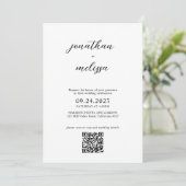 Budget Simple Moderne Script QR-code Boorbruiloft  Kaart (Staand voorkant)
