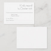 Budget Simple Moderne Typografie Black White RSVP Notitiekaartje (Voorkant / Achterkant)