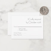 Budget Simple Moderne Typografie Black White RSVP Notitiekaartje (Voorkant / Achterkant in situ)