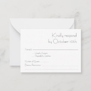 Budget Simple Moderne Typografie Black White RSVP Notitiekaartje