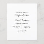 Budget Simple Moderne White Wedding Invitation (Voorkant)