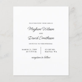Budget Simple Moderne White Wedding Invitation