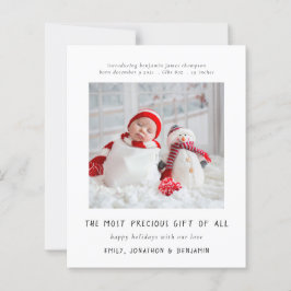 Budget Simple Newborn Photo Birth Kerstmis Kaart