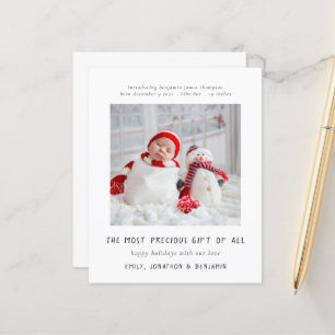 Budget Simple Newborn Photo Birth Kerstmis Kaart