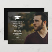 Budget Simple Overlay Photo Afstuderen Invitation (Voorkant / Achterkant)