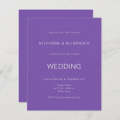 Budget Simple Paars Weduwen Uitnodiging (Voorkant / Achterkant)