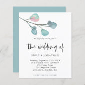 Budget Simple Pastel Eucalyptus Weduwen Uitnodigin (Voorkant / Achterkant)