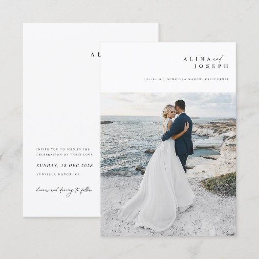 Budget Simple Photo Beach Destination Wedding Kaart (Voorkant / Achterkant)