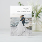Budget Simple Photo Beach Destination Wedding Kaart (Staand voorkant)