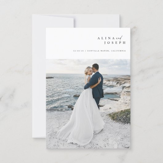 Budget Simple Photo Beach Destination Wedding Kaart (Voorkant)
