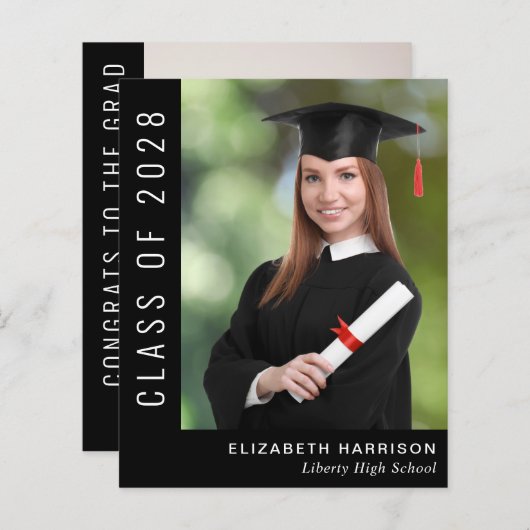 Budget Simple Photo Black Afstuderen (Voorkant / Achterkant)