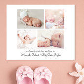 Budget Simple Photo Collage Birth Notice
