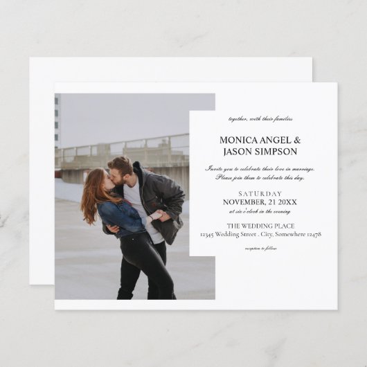 Budget Simple Photo Elegant Wedding Invitation (Voorkant / Achterkant)