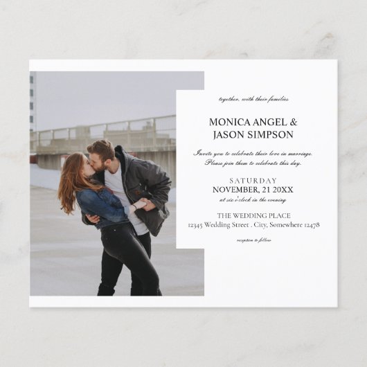 Budget Simple Photo Elegant Wedding Invitation (Voorkant)