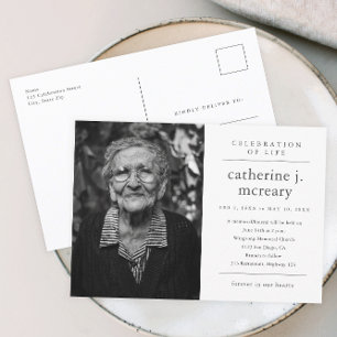 Budget Simple Photo Memorial Funeral Invitation Uitnodiging Briefkaart