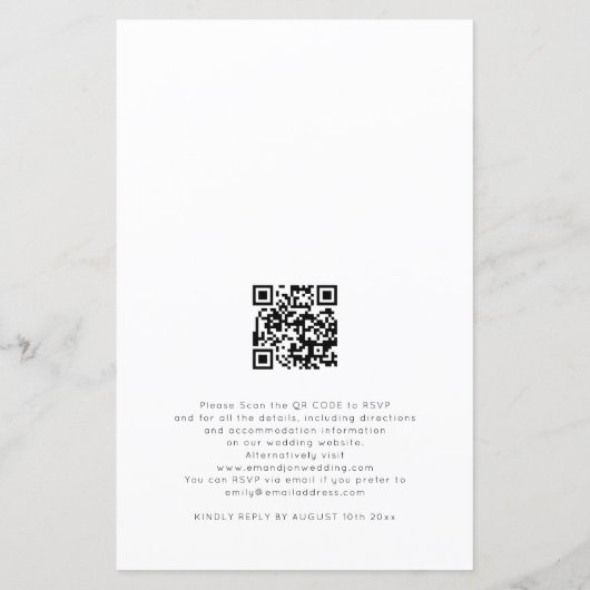 Budget Simple Photo QR Code Wedding Invite (Achterkant)
