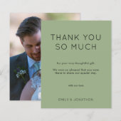 Budget Simple Photo Wedding Sage Green Bedankt (Voorkant / Achterkant)