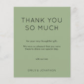 Budget Simple Photo Wedding Sage Green Bedankt (Voorkant)