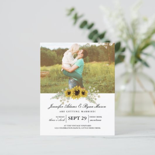 Budget Simple Photo Wedding Sunflower (Staand voorkant)
