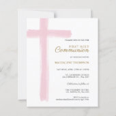 Budget Simple Pink Cross Girl First Holy Communion (Voorkant)