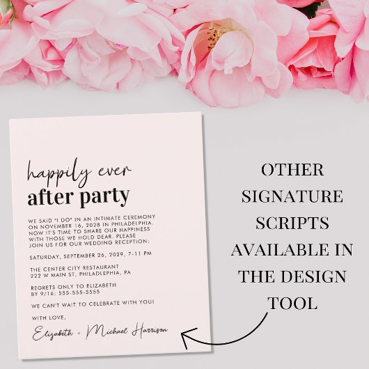 Budget Simple Pink Weduwen Ontvanging Uitnodiging