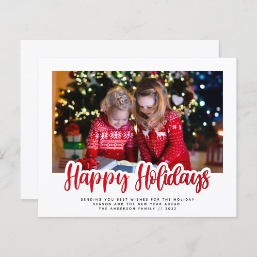 Budget Simple Prettige feestdagen Photo Holiday Ka (Voorkant / Achterkant)