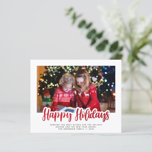 Budget Simple Prettige feestdagen Photo Holiday Ka (Staand voorkant)