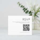 Budget Simple QR Code Black and White Wedding RSVP (Staand voorkant)