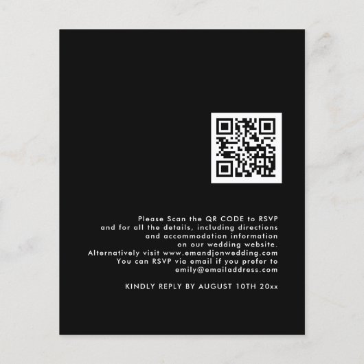 Budget Simple QR Code Black Weduwen Uitnodigen (Achterkant)