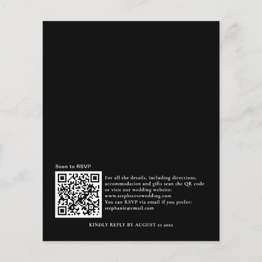 Budget Simple QR Code Black Weduwen Uitnodiging (Achterkant)