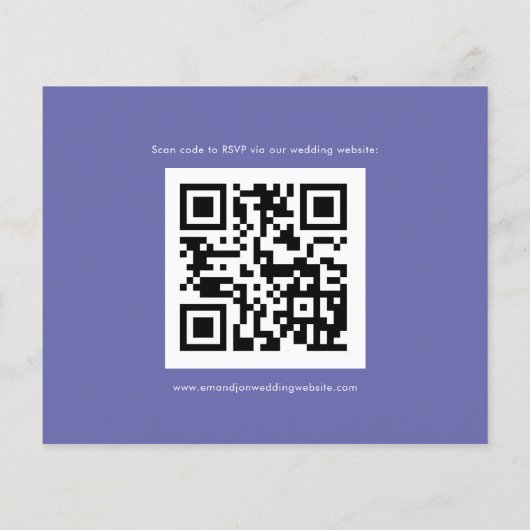 Budget Simple QR Code Blue Wedding RSVP (Achterkant)
