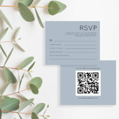Budget Simple QR Code Dusty Blue Wedding RSVP