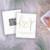 Budget Simple QR Code Gold Script Weduwend RSVP