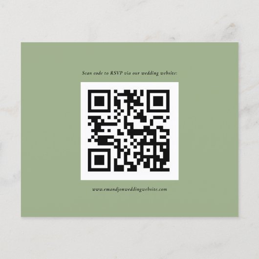 Budget Simple QR Code Sage Green Wedding RSVP (Achterkant)