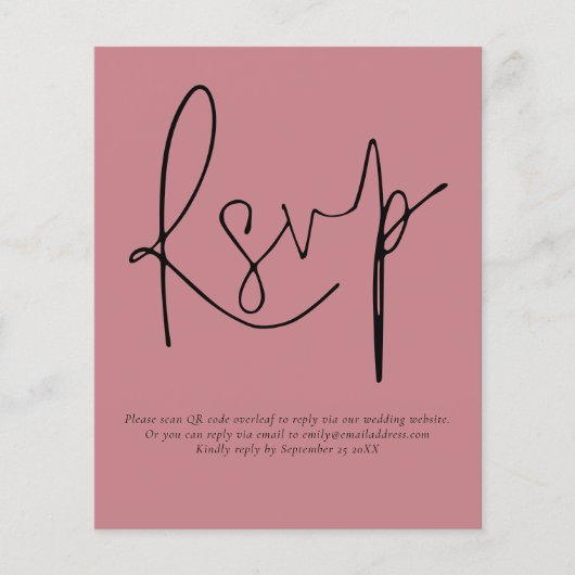 Budget Simple QR Code Script Weddenroze RSVP (Voorkant)