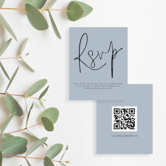 Budget Simple QR Code Script Weduwend Blue RSVP