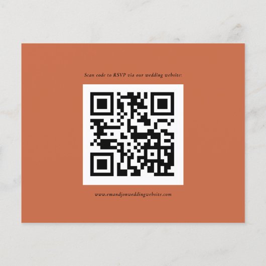 Budget Simple QR Code Terracotta Wedding RSVP (Achterkant)