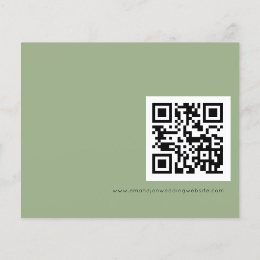 Budget Simple QR Code Weddenschap Sage Green RSVP (Achterkant)
