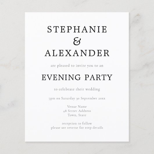 Budget Simple QR Code Wedding Evding Party Uitnodi (Voorkant)