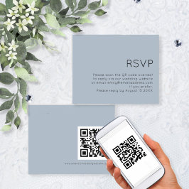 Budget Simple QR Code Weduwy Blue RSVP