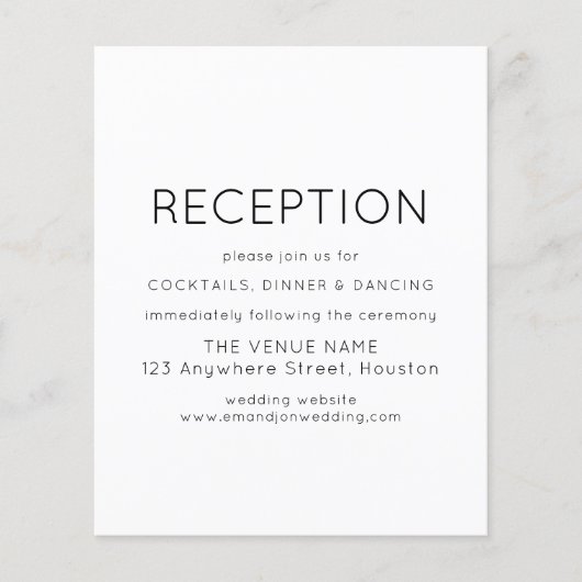 Budget Simple Reception Black White Wedding Encl (Voorkant)