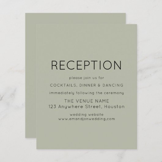 Budget Simple Reception Soft Sage Wedding Encl (Voorkant / Achterkant)