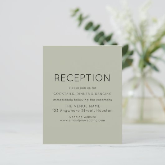 Budget Simple Reception Soft Sage Wedding Encl (Staand voorkant)